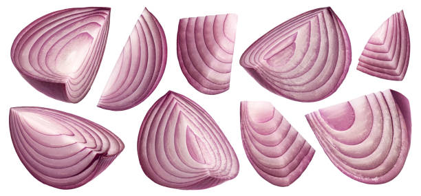 istock Sliced red onion isolated on white background with clipping path 1975283493