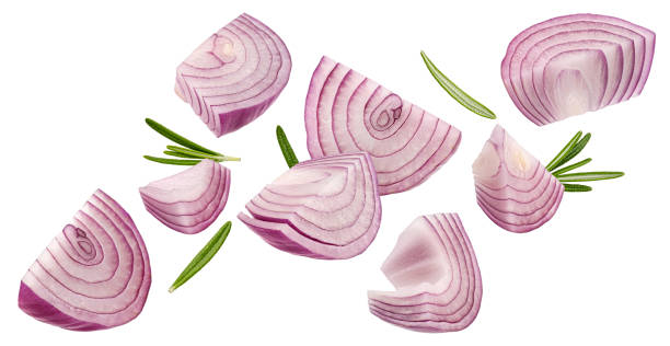 istock Sliced red onion isolated on white background with clipping path 1975283508