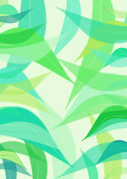 Vector illustration of green leaves seamless pattern background illustration