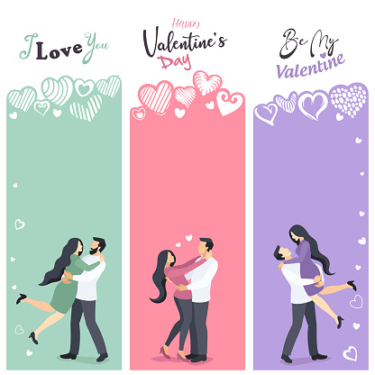 Valentine's Day social media. Happy Couples. Valentine's Day Banners Celebrating Love.