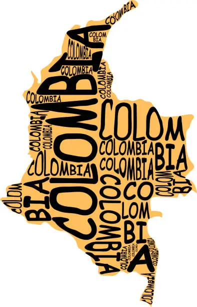 Vector illustration of Colombia map typographic map colombia south america latin america
