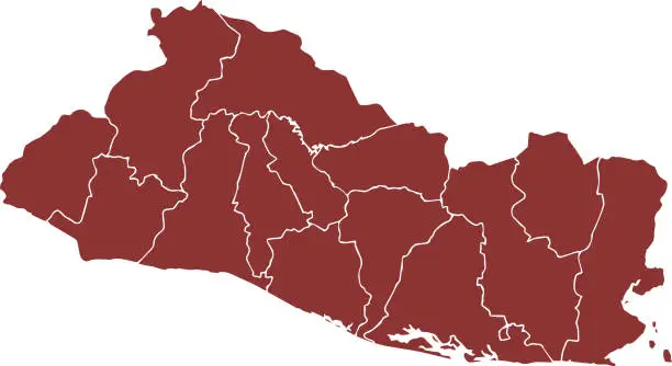 Vector illustration of map of El Salvador with provinces