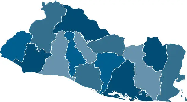 Vector illustration of map of El Salvador with provinces
