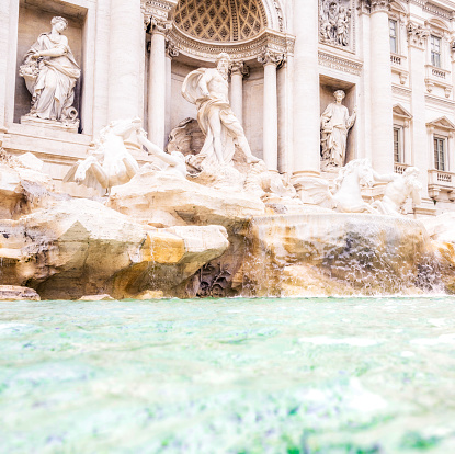 A square format image of the Trevi Fountain in Rome, with the Greek God Oceanus at the centre.