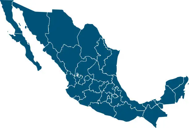 Vector illustration of vector map of mexico color