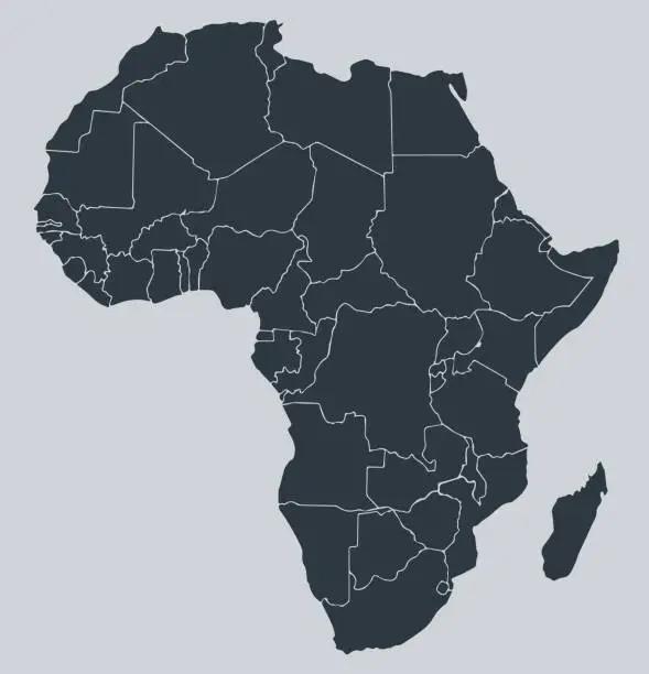 Vector illustration of africa map color with countries