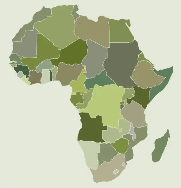 Vector illustration of africa map color with countries