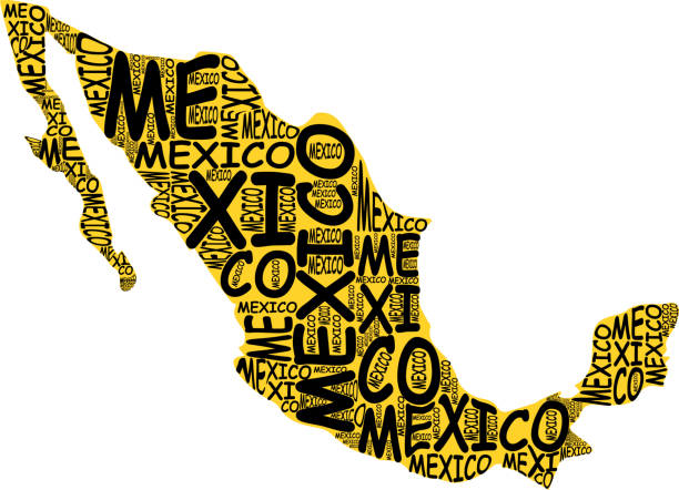 mapa meksyku kolorowa mapa typograficzna - michoacan state stock illustrations