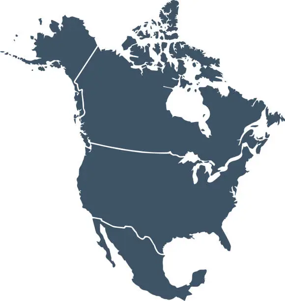 Vector illustration of COLOR MAP OF NORTH AMERICA