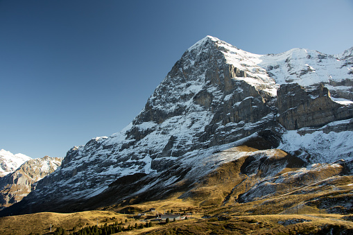 An image of the Eiger north face in autumn