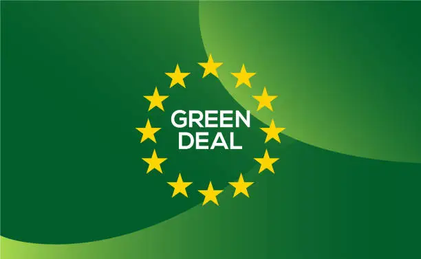 Vector illustration of Green deal banner, background.  Concept of sustainable, environmental. Vector template.