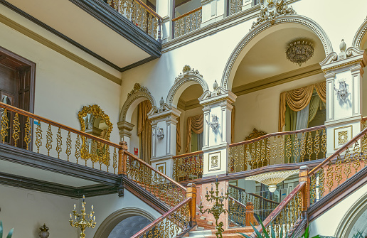Beautiful Art Nouveau staircase, in a parisian home building. Paris, France