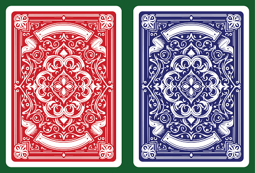 Classic Playing card back design with traditional style in poker size card
