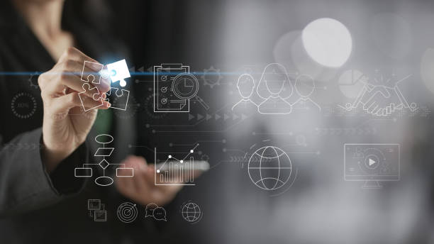 istock Business process management and automation with person validating document in workflow. Digital transformation, operations system management involving business process and workflow, quality control. 1975443900