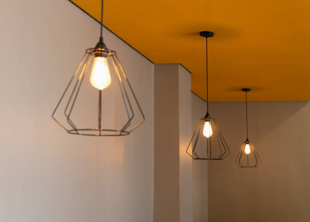 istock designer lights, illumination room orange, simple wire lamps 1975522814