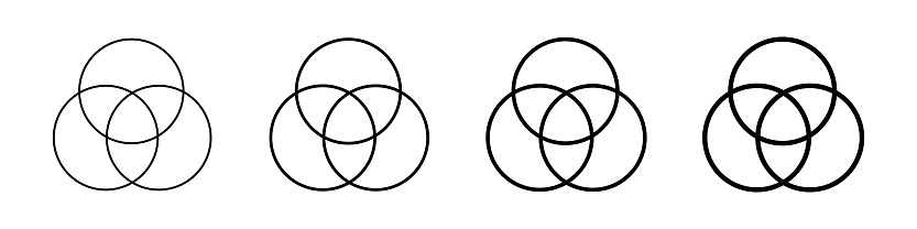 three overlapping circles with python and turtle... Venn Diagram Wireframe Three Overlapping Circles Chart Stock ...