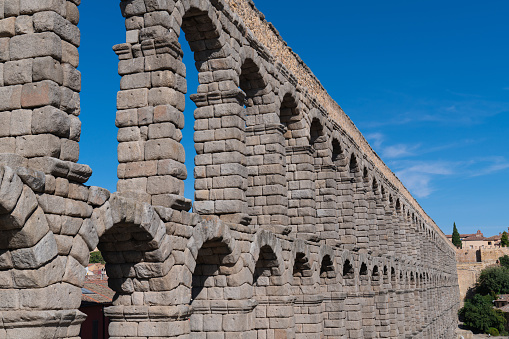 Segovia Spain Roman aqueduct historic structure and popular spanish tourist attraction