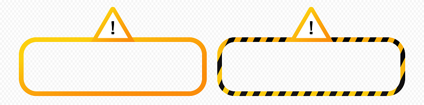 Caution alert constriction frame with warning exclamation triangle sign vector border