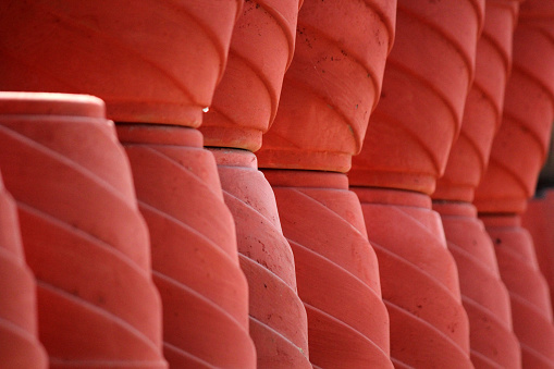 Close up shot of terracota pots for plants