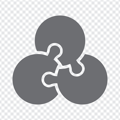 Simple icon puzzle in gray. Simple icon puzzle of the three elements  on transparent background for your web site design, app, UI. EPS10.