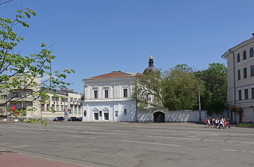 Kiev, Ukraine - may 09, 2018 Old Academic Building of the Kiev-Mohyla Academy. Annunciation Church