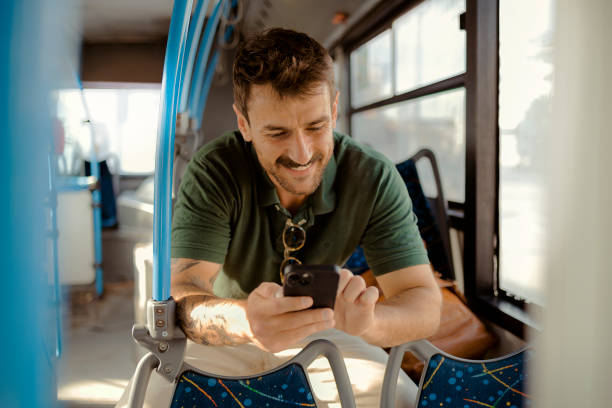 istock Man and Phone With Public Transport 1975636499