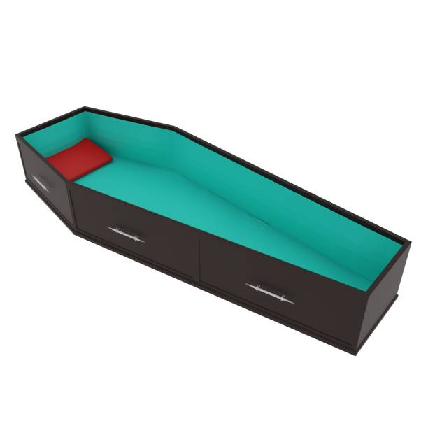 Coffin isolated on white background Coffin isolated on white background. High quality 3d illustration funeral home chairs stock pictures, royalty-free photos & images