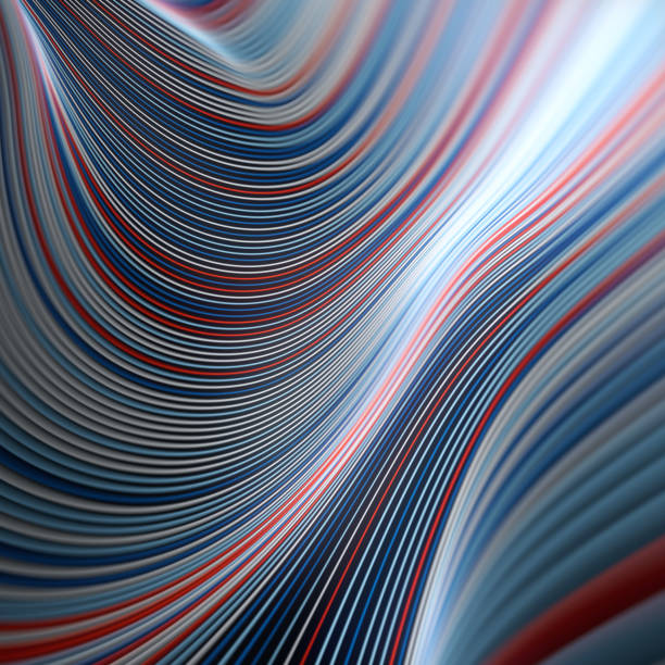 istock Colorful abstract design using a combination of blue, red and white stripes. 3d rendering digital illustration 1975718548