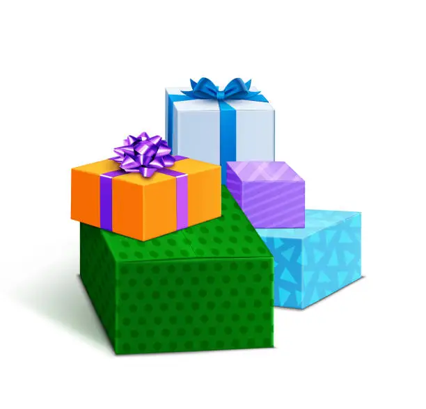 Vector illustration of Pile of Surprises, Festive Gift Boxes, Mountain of Gift Boxes