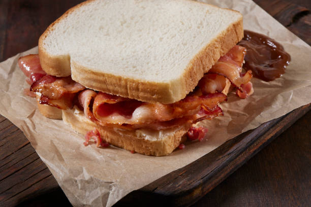 Close up bacon sandwich