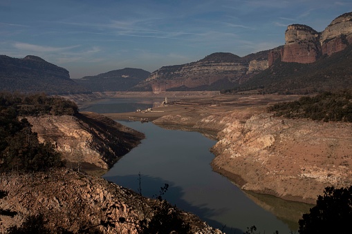 The Sau reservoir, at historic low water levels