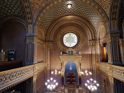 Ornate balcony in the Connecticut State Capitol in Hartford, Connecticut, USA.