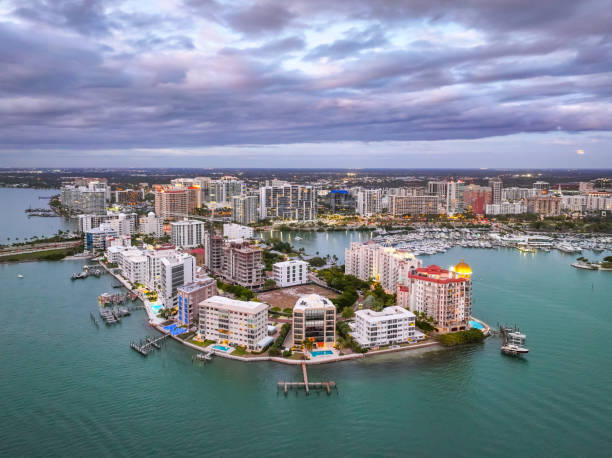 istock Sarasota Florida at Twilight - Drone Point of View 1975930185