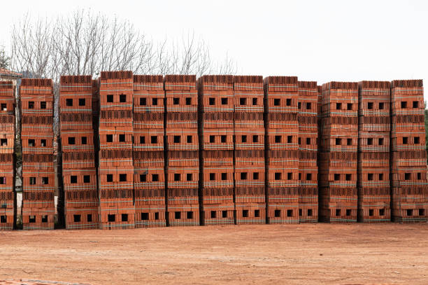 Construction area. Building construction area with bricks