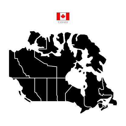 canada map background with states. canada map isolated on white background with flag. Vector illustration map europe