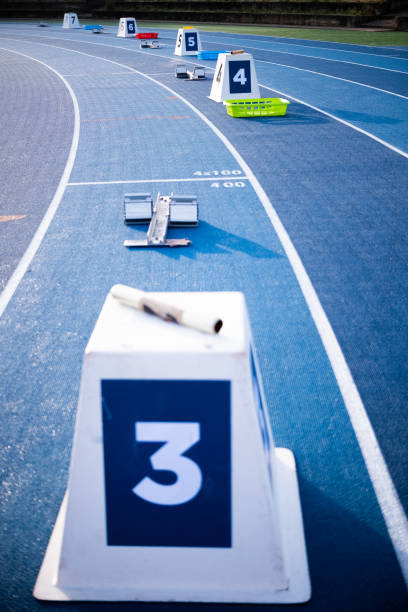 Starting blocks for a running race isolated on white background