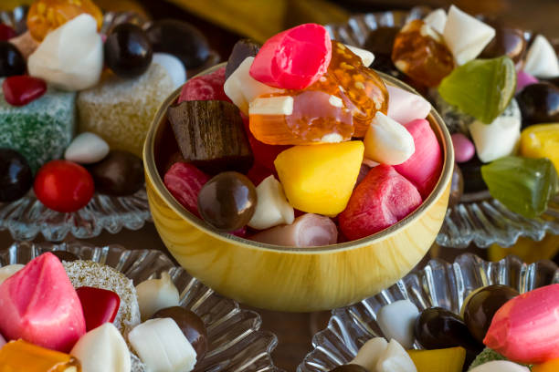 istock Turkish Hard Colorful Candies Akide,in bamboo bowl 1976074265