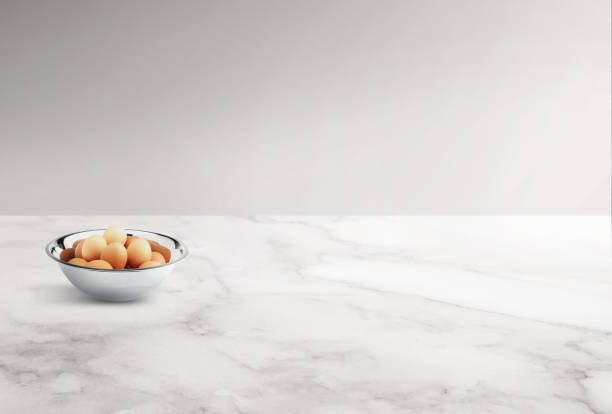 Bowl of eggs on a counter top