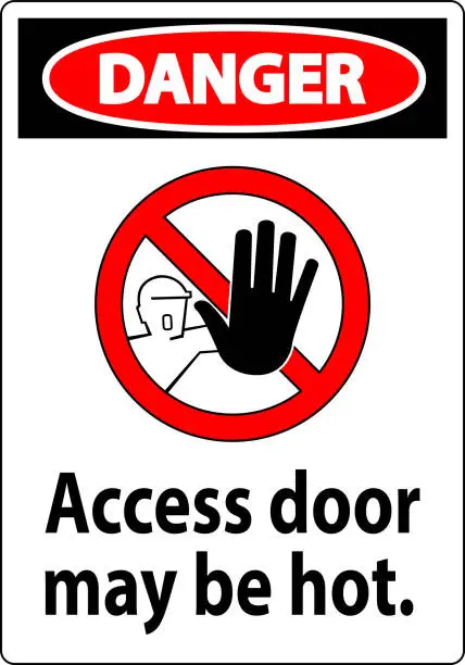 Vector illustration of Danger Sign, Caution, Access Door May Be Hot.