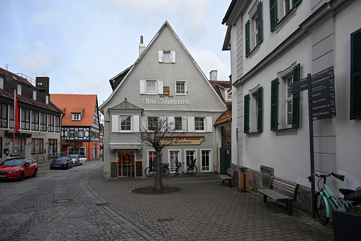Bad Windsheim, Germany, January 25, 2024 - The Wimmer bread and pastry bakery in the historic old town of Bad Windsheim, Bavaria.