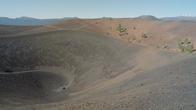 View across cinder cone volcanic crater in Lassen National Park