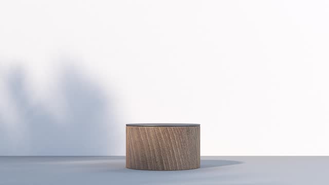 3D render platform wooden with white backdrop