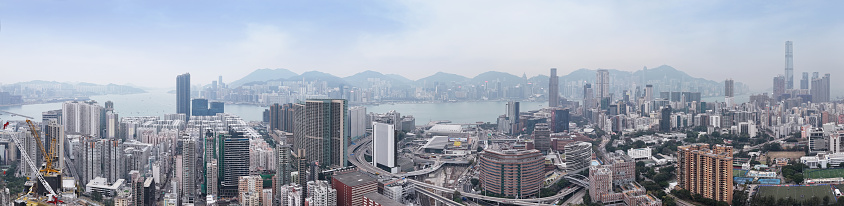Panorama of Victoria Harbor and kowloon district