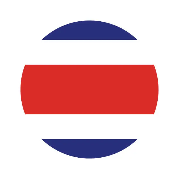 Vector illustration of Costa Rica circle flag. Button flag icon. Standard color. Circle icon flag. Computer illustration. Digital illustration. Vector illustration.