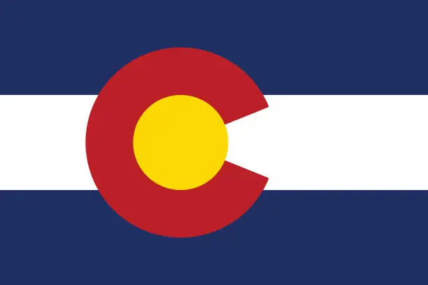 Vector illustration of Colorado flag. Flag icon. Standard color. Standard size. A rectangular flag. Computer illustration. Digital illustration. Vector illustration.