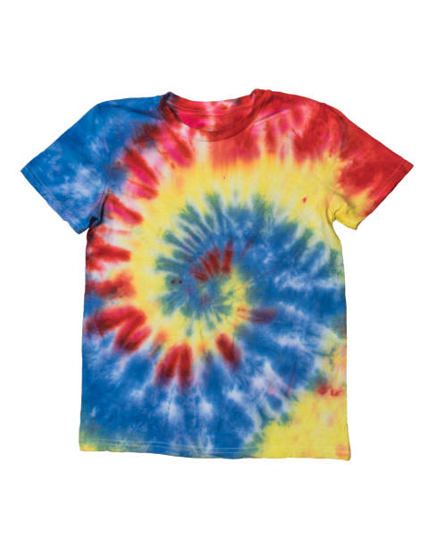 istock A bright colorful T-shirt with a chaotic tie dye pattern. 1976430126
