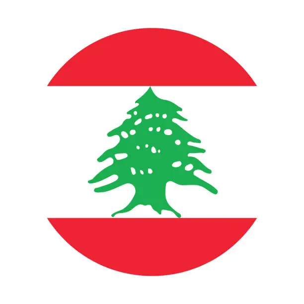 Vector illustration of Lebanon flag. Flag icon. Standard color. Round flag. Computer illustration. Digital illustration. Vector illustration.