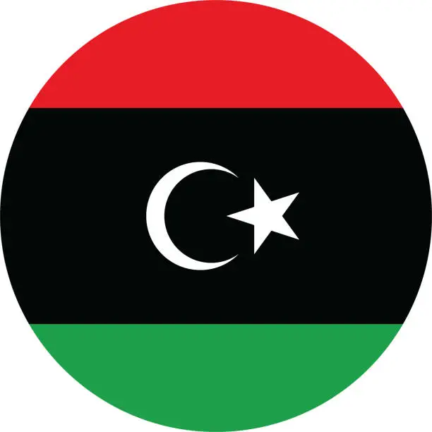 Vector illustration of Libya flag. Flag icon. Standard color. Circle icon flag. Computer illustration. Digital illustration. Vector illustration.