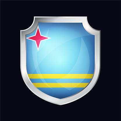 Aruba Silver Shield Flag Icon, can be used for business designs, presentation designs or any suitable designs.