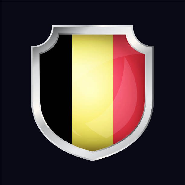 ilustraciones, imágenes clip art, dibujos animados e iconos de stock de icono de la bandera del escudo de plata de bélgica - belgium belgian flag flag shield